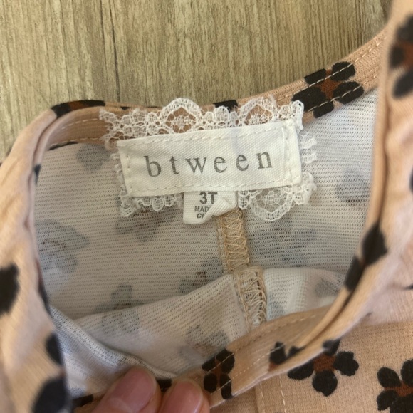 btween Tan and Black Floral Kids Dress - Picture 2 of 3